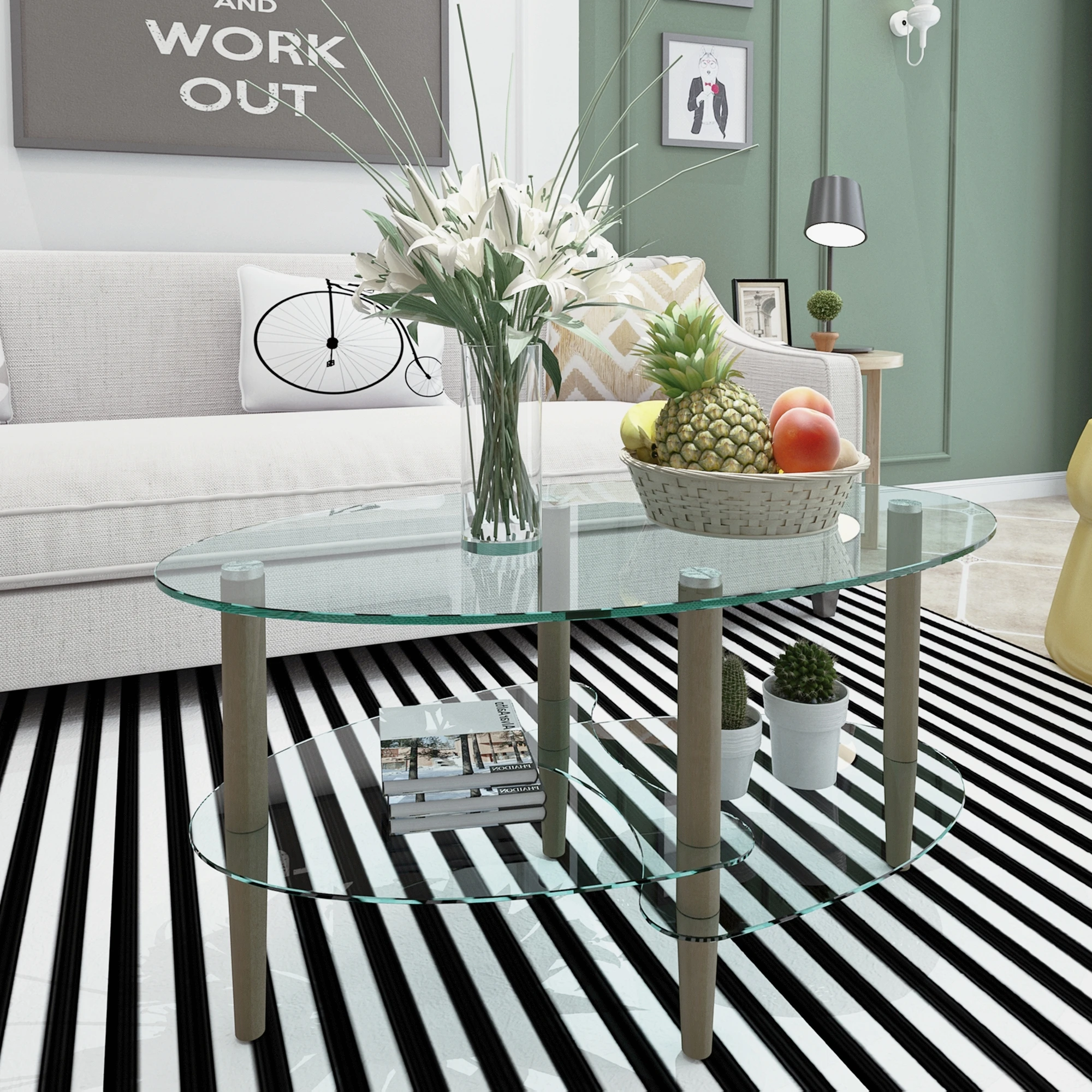 Oval Glass Coffee Table 4